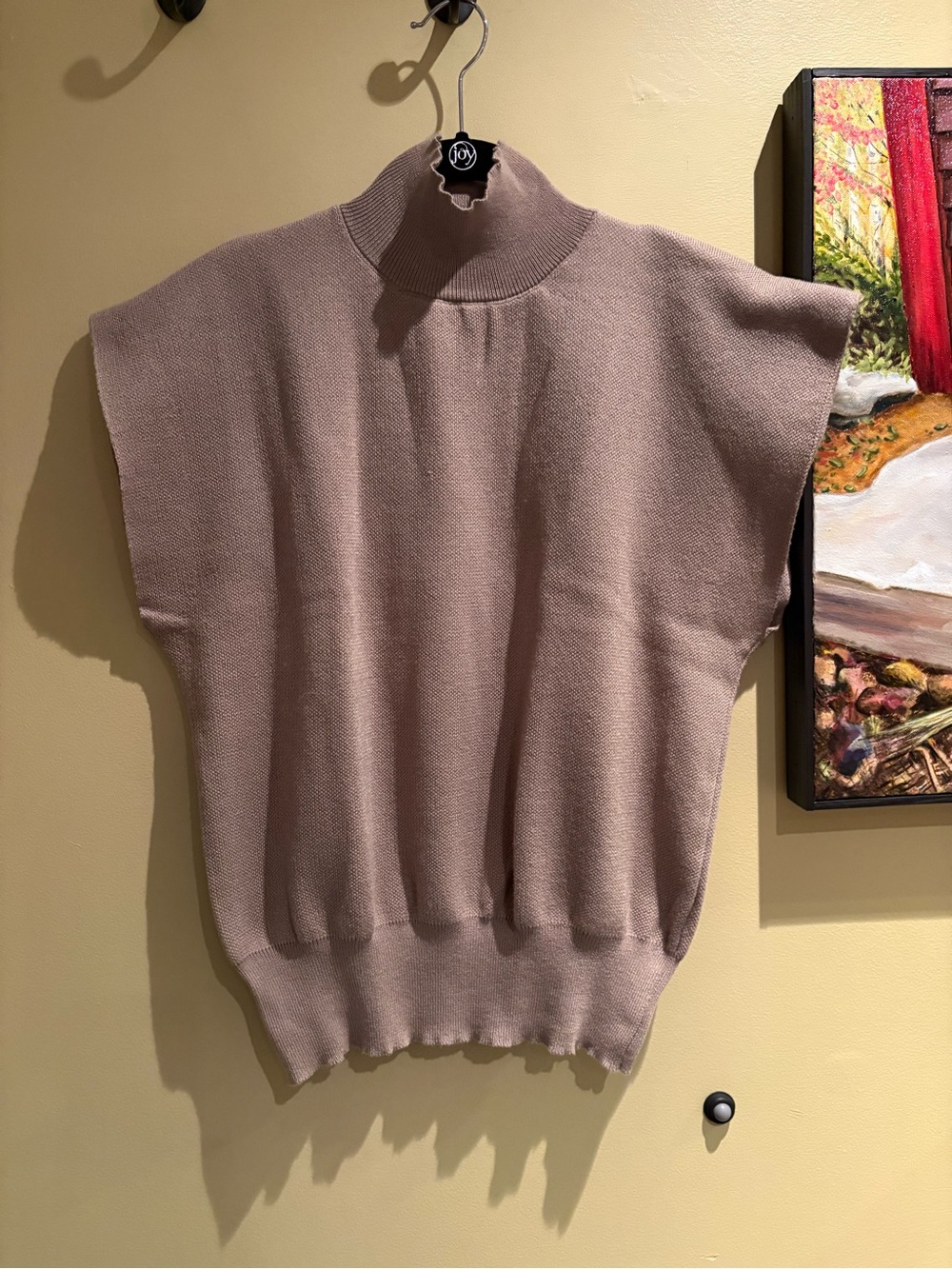 Ladies knit turtleneck vest, khaki colored, no size given but I’d say a large 💛